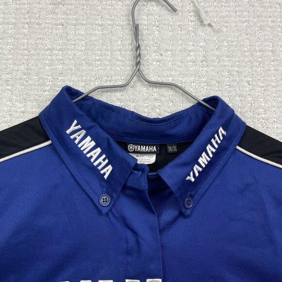 Y2K Yamaha Factory Racing Canada Button Up Crew Shirt Size 3XL Blue Motorsport - Picture 7 of 16